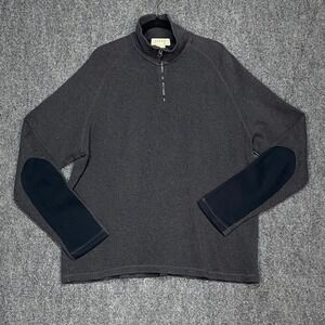 J.Crew Mens‎ XXL Gray 1/4 Zip Pullover Long Sleeve Elbow Patch Sweater Preppy